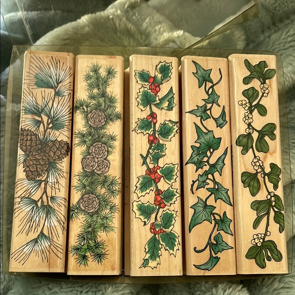 Holiday evergreen border stamps by hero Arts